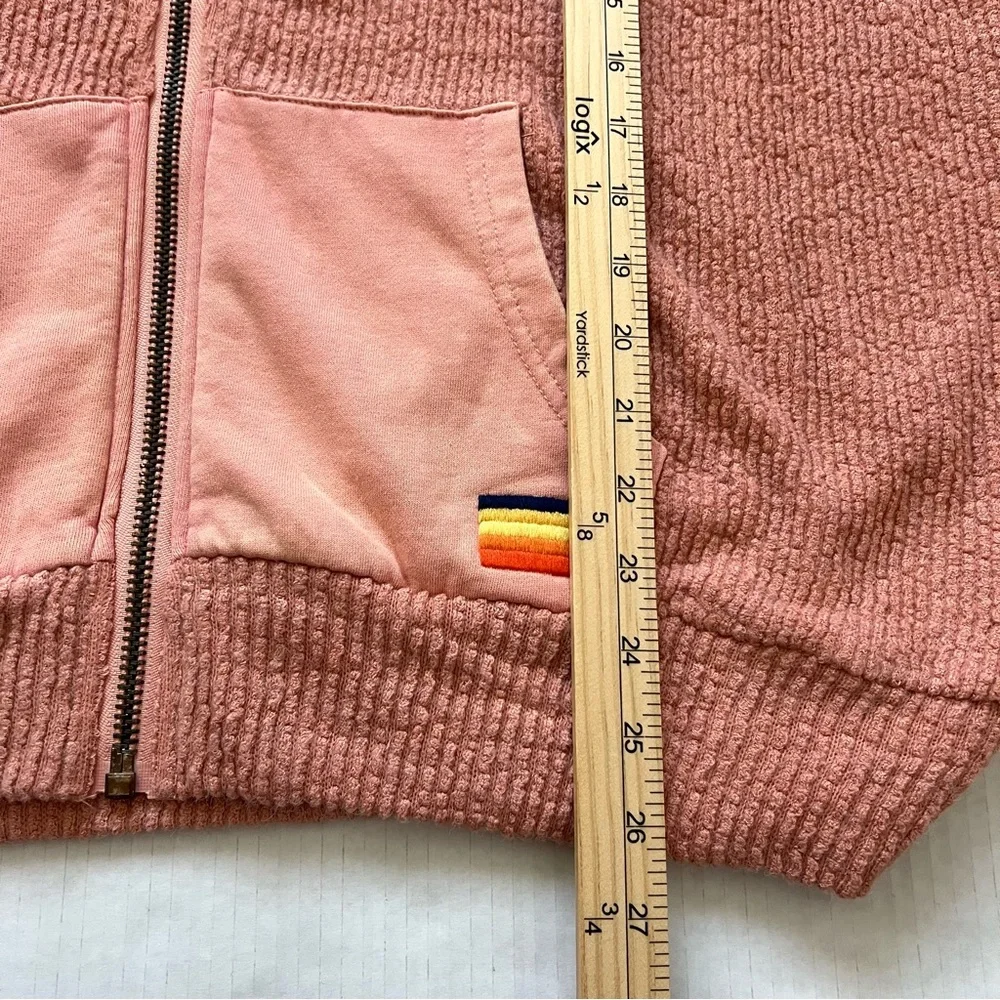 POL NWT Boho Granny Square Crochet Oversized Zip Hoodie L Vintage Wash Peach - Picture 16 of 16